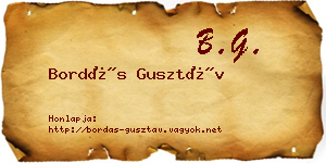 Bordás Gusztáv névjegykártya